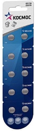 Элемент питания для часов Космос AG10 LR54 (блист.10 шт) (батарейка) картинка 